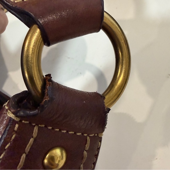 FOSSIL Chocolate Brown Pebbled Leather Mini Hobo Shoulder Bag Boho - Picture 15 of 15